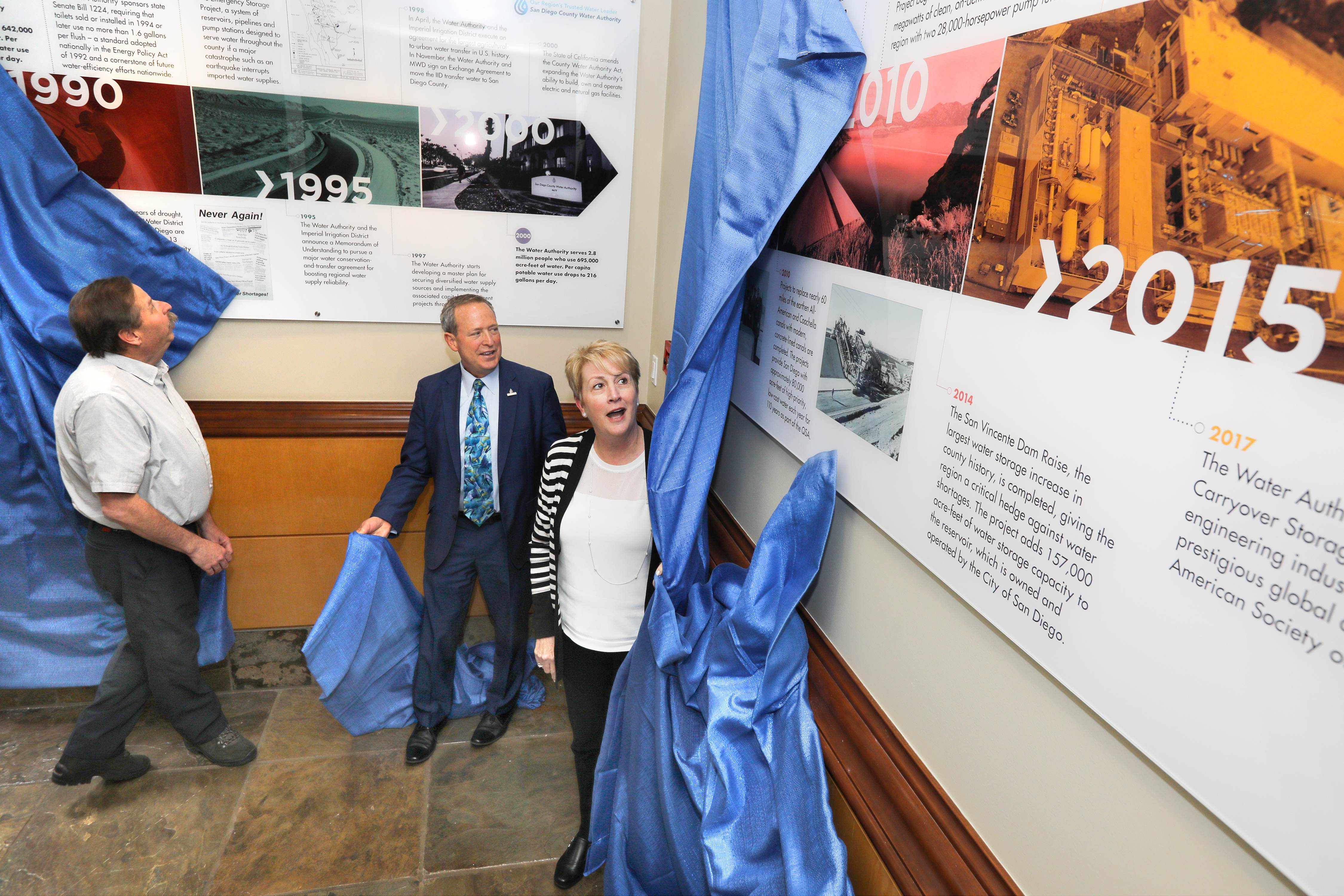 Board members unveiling timeline