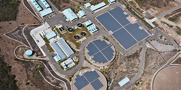 solar power water processing plant aerieal view