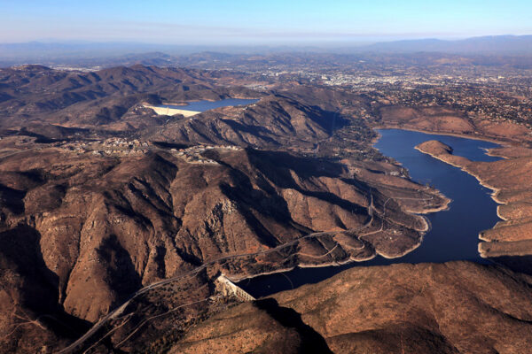 aerial of a reservoir